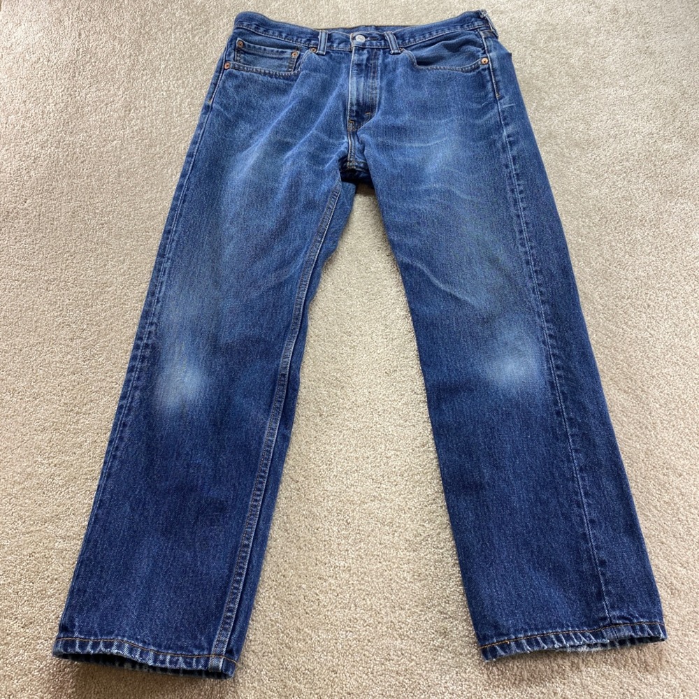 Levis 505 Regular Fit Jeans Mens 34x29 Blue Straight Leg Denim Fits (32x27)